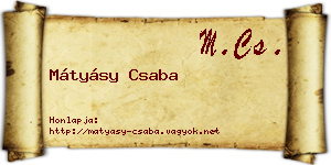 Mátyásy Csaba névjegykártya